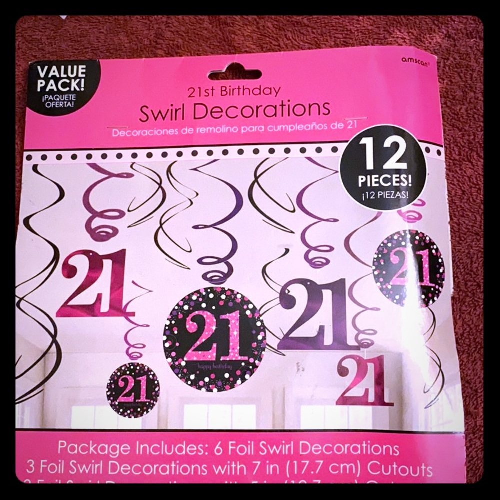 21st BIRTHDAY SWIRL DECORATIONS